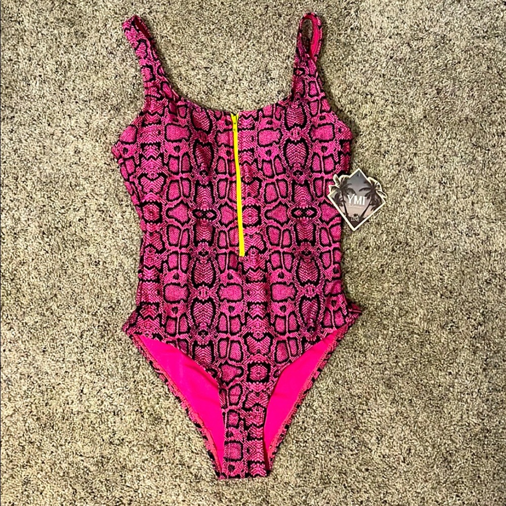 NWT Pink Snake Print Bathing Suit. NEVER USED.